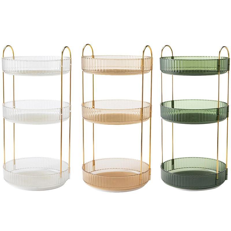 Rotating Cosmetic Organiser Home Storage Shelf Box for Makeup and Beauty Product - Amber