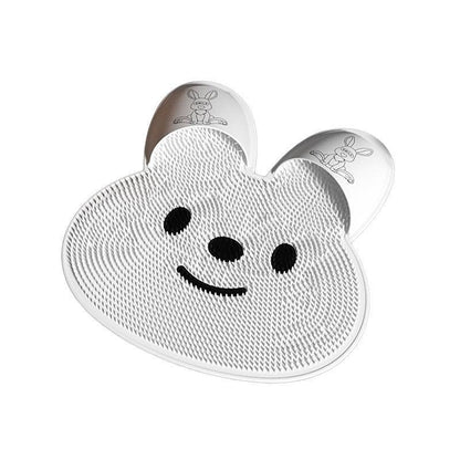 Silicone Foot Scrubber Rabbit Tub Mat Suction Cup Exfoliating Brush Cleaning Mat - Grey