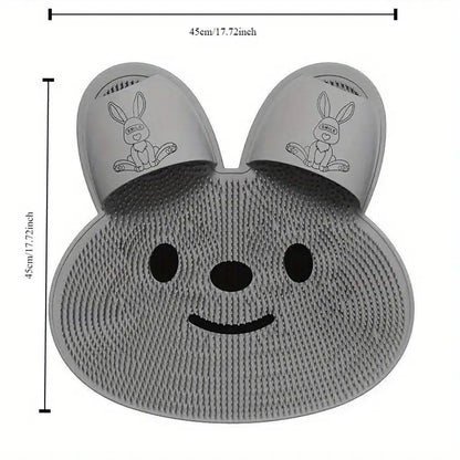 Silicone Foot Scrubber Rabbit Tub Mat Suction Cup Exfoliating Brush Cleaning Mat - White