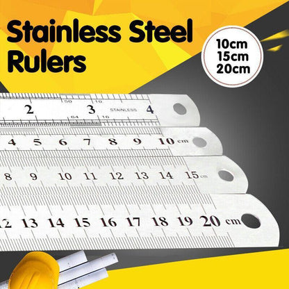 1/2 Pack Double-Sided Stainless Steel Precision Ruler (10cm, 15cm, 20cm) - 15cm *1 PCS