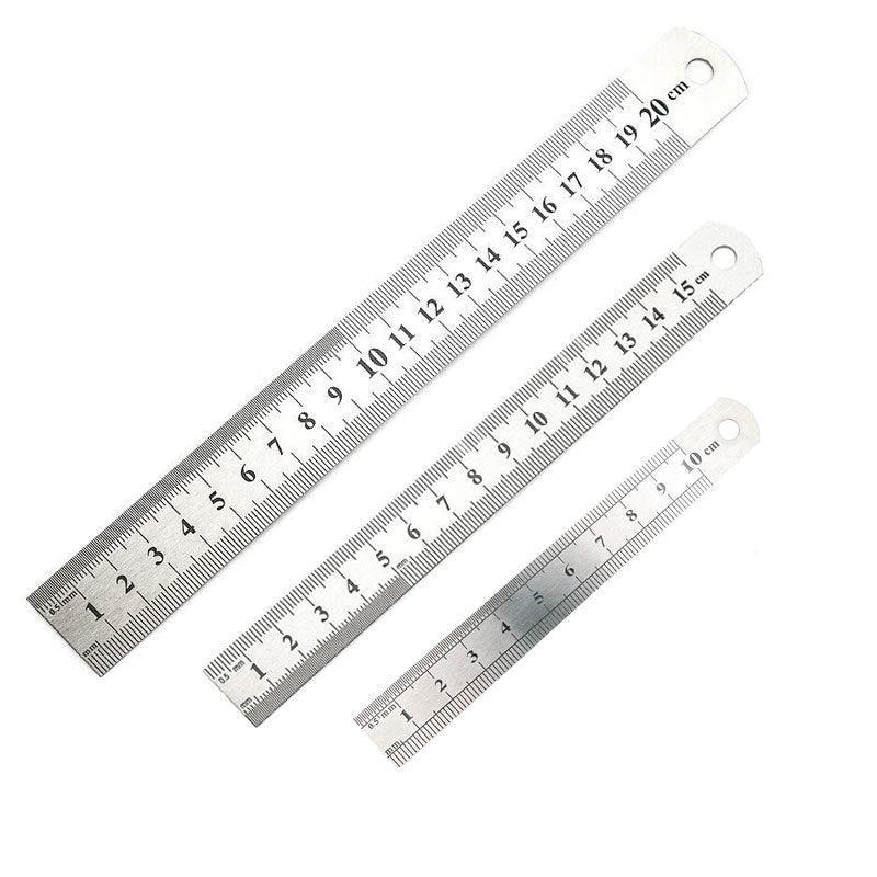 1/2 Pack Double-Sided Stainless Steel Precision Ruler (10cm, 15cm, 20cm) - 15cm *1 PCS