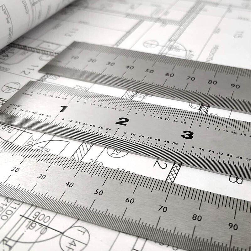 1/2 Pack Double-Sided Stainless Steel Precision Ruler (10cm, 15cm, 20cm) - 20cm *1 PCS