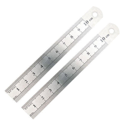1/2 Pack Double-Sided Stainless Steel Precision Ruler (10cm, 15cm, 20cm) - 20cm *1 PCS