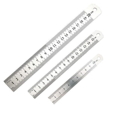 1/2 Pack Double-Sided Stainless Steel Precision Ruler (10cm, 15cm, 20cm) - 20cm *1 PCS