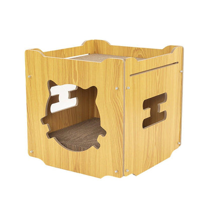 Durable Cat Scratcher Lounge Corrugated Scratching Wood Board - Square