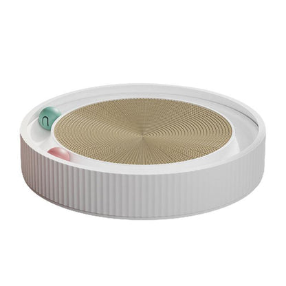 Cat Scratcher Lounge Bed Toy 40cm Round Foldable Cardboard Pad with Ball Track - Green