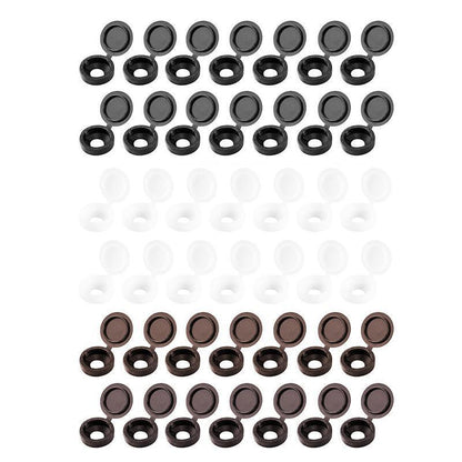 100/200X Plastic Screw Cover Caps Holes Cams Furniture Kitchen Button Nuts Bolts - Black