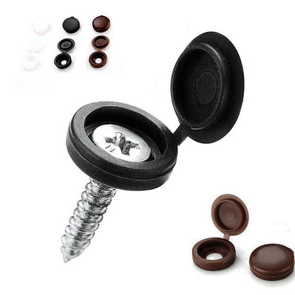 100/200X Plastic Screw Cover Caps Holes Cams Furniture Kitchen Button Nuts Bolts - Black