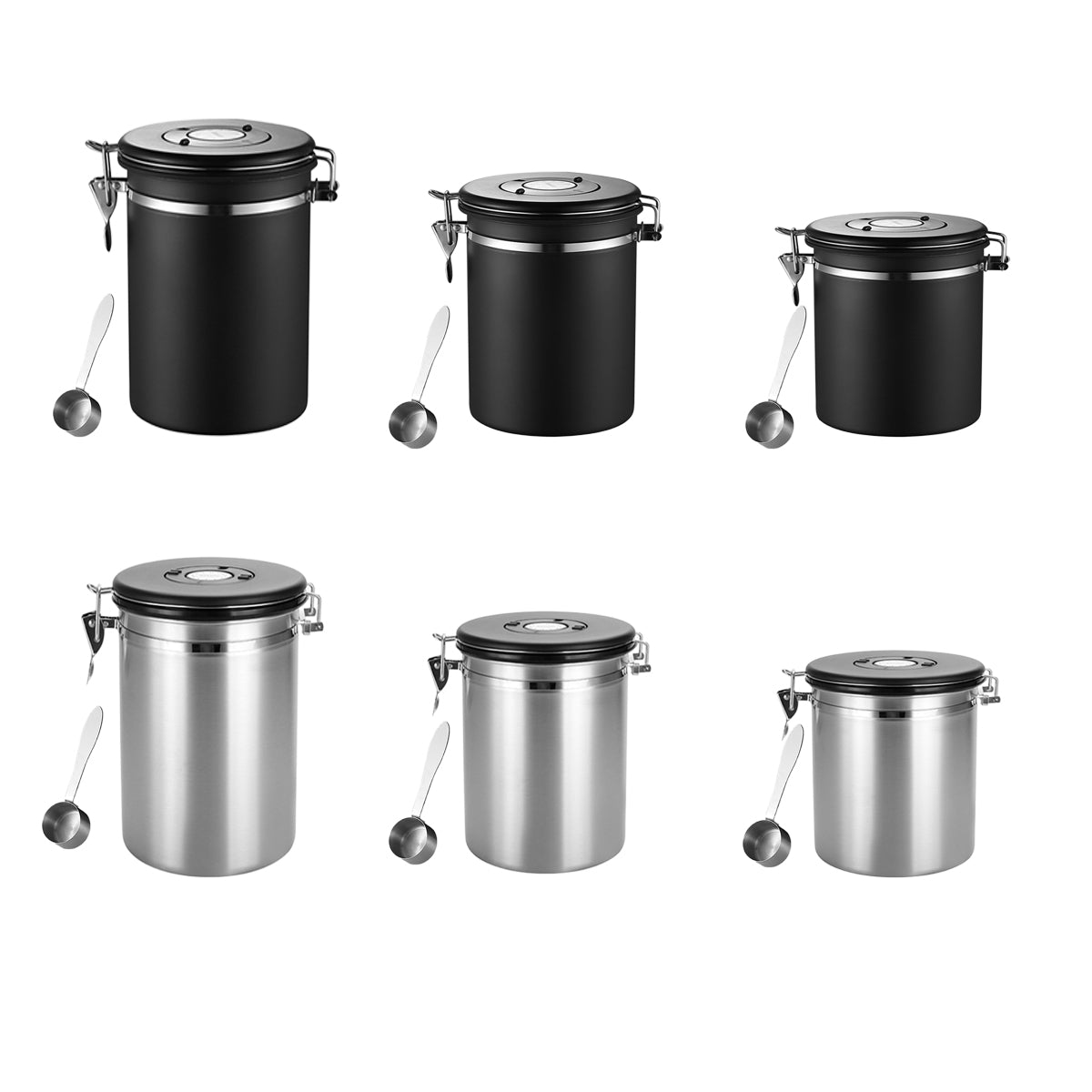 Coffee Powder Sealed Jar Airtight Storage Container for Kitchen Tea Sugar Beans - Silvery-1500ml