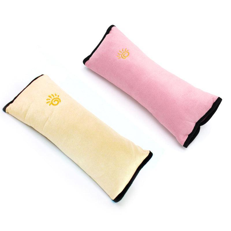 1/2× Soft Plush Car Shoulder Pad and Cushion Pillow for Travel Comfort - Beige