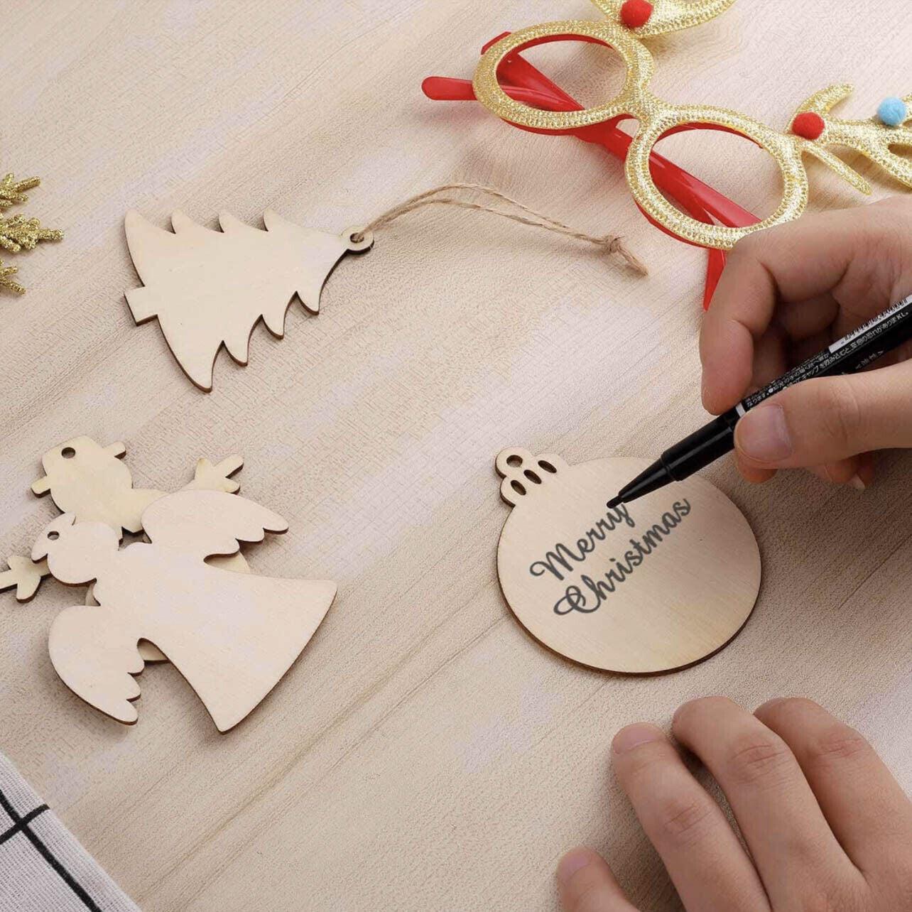 Wooden Christmas Hanging Ornament for Tree DIY Craft Decoration 10pcs - Angel