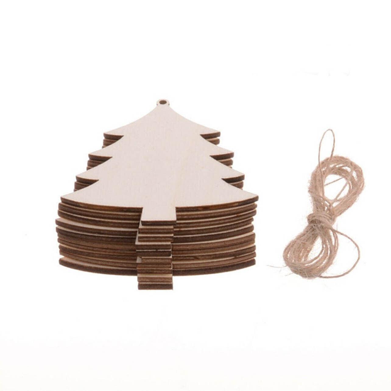Wooden Christmas Hanging Ornament for Tree DIY Craft Decoration 10pcs - Heart