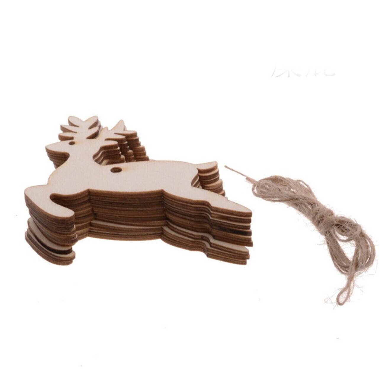 Wooden Christmas Hanging Ornament for Tree DIY Craft Decoration 10pcs - Heart