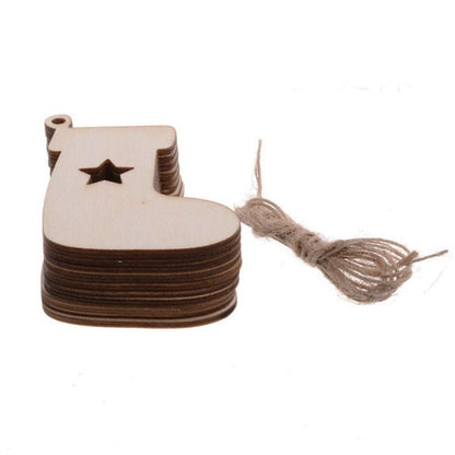 Wooden Christmas Hanging Ornament for Tree DIY Craft Decoration 10pcs - Heart