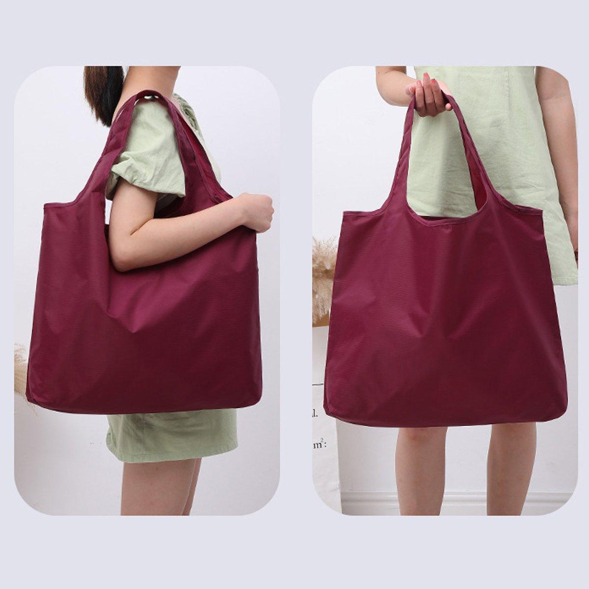 Large Multi Colour Waterproof Shopping Bag Foldable Portable Reusable Bag - Black