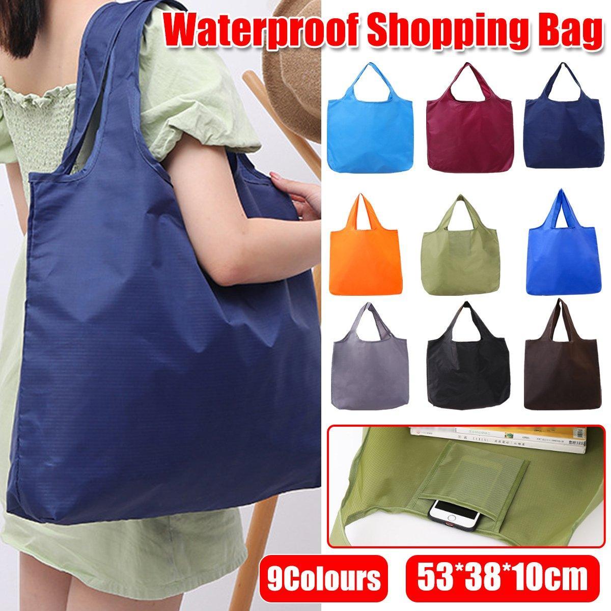 Large Multi Colour Waterproof Shopping Bag Foldable Portable Reusable Bag - Green