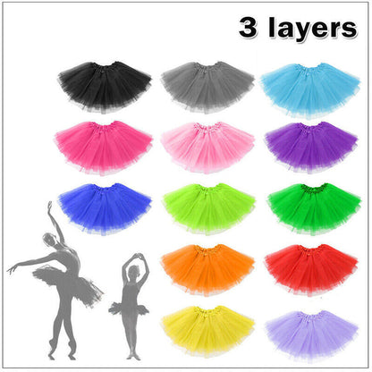 Girls Tutu Skirt Princess Dressup Party Costume Ballet Dancewear - Rose red