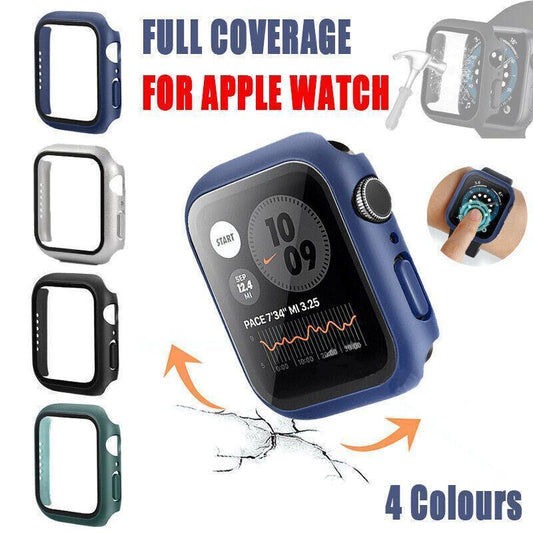 For Apple Watch iWatch Series SE 6 5 4 3 2 1 Case Full Glass Cover 38mm - Blue