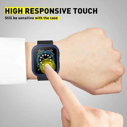 For Apple Watch iWatch Series SE 6 5 4 3 2 1 Case Full Glass Cover 40mm - Blue