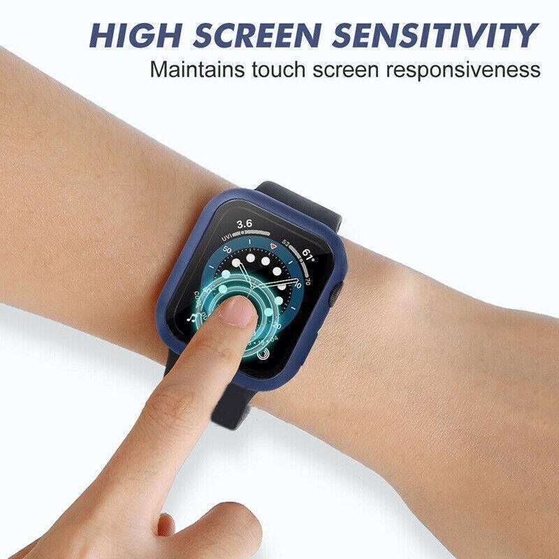 For Apple Watch iWatch Series SE 6 5 4 3 2 1 Case Full Glass Cover 40mm - Green
