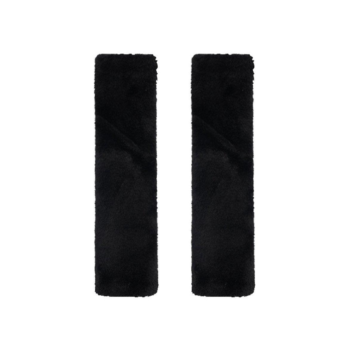 Winter Plush Shoulder Strap Cover Neck Cushion Pad for Comfortable Car Travel 2PCS - Milk Tea