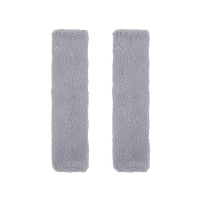 Winter Plush Shoulder Strap Cover Neck Cushion Pad for Comfortable Car Travel 2PCS - Milk Tea