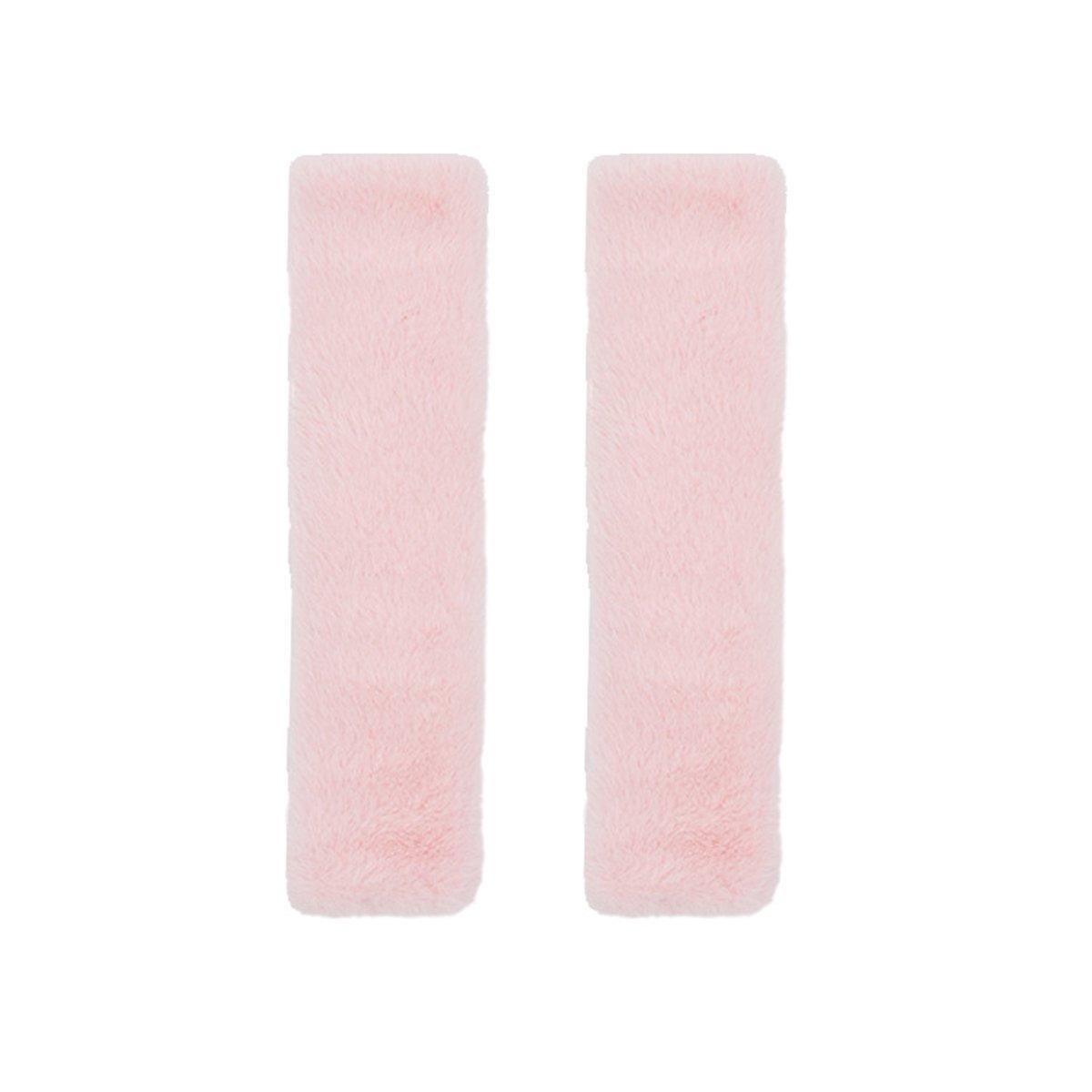 Winter Plush Shoulder Strap Cover Neck Cushion Pad for Comfortable Car Travel 2PCS - Pink