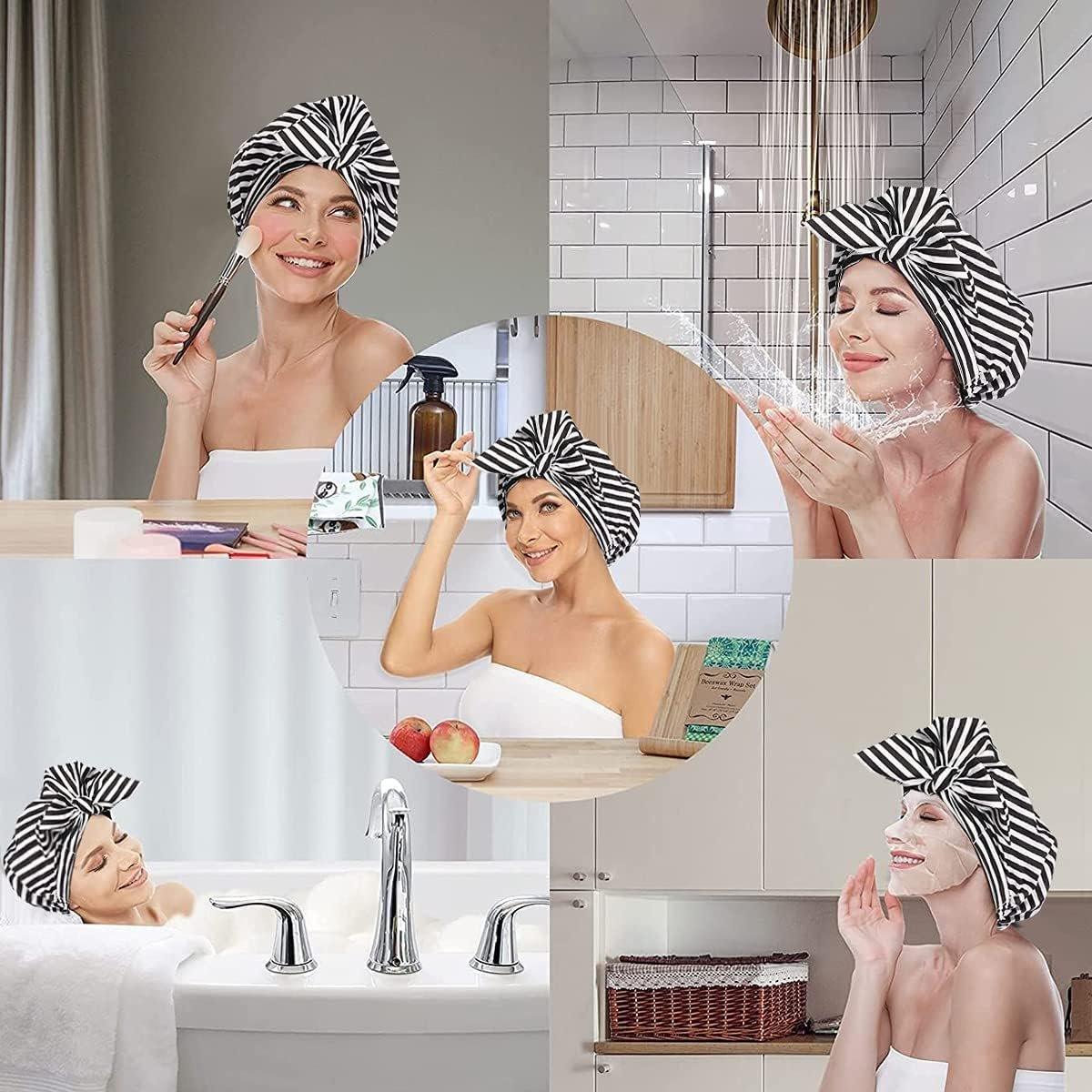 Woman Shower Cap Reusable Long Hair Large Turban Bathroom Waterproof Hair Cap - Coconut Tree