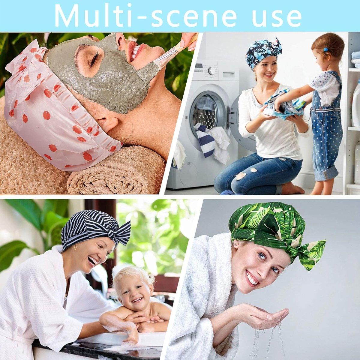 Woman Shower Cap Reusable Long Hair Large Turban Bathroom Waterproof Hair Cap - Streak