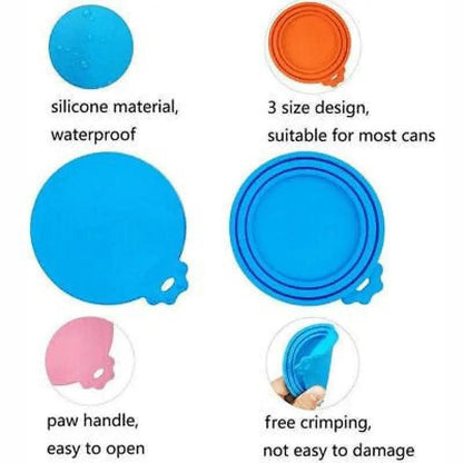 Yellow 1/2/3X Silicone Pet Food Can Cover Reusable Lid for Pet Food Storage - 1 PC