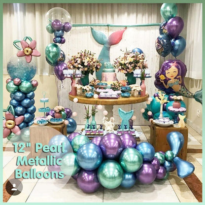 Metallic Latex Balloons 12 Inch Chrome Party Balloons for Birthday Wedding Decoration - Silver 50PCS