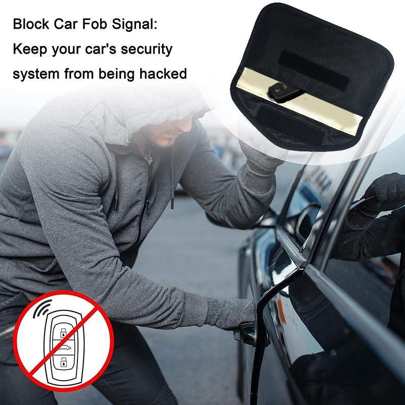 Car Key Case For Faraday Cage Fob Pouch Keyless RFID Blocking Bag - Silver Grey