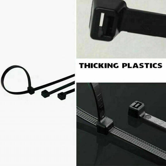 250X Cable Ties Zip Ties Nylon UV Stabilised Black Cable Tie - 3.5*250mm