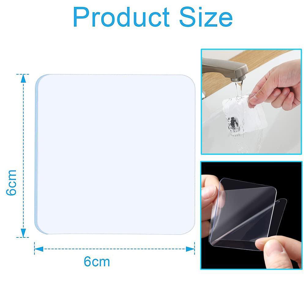 Nano Double Sided Tape Clear Adhesive Traceless Gel Pad 6x6cm Reusable Anti Slip - 10 PCS