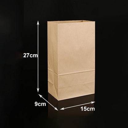 500PCS Kraft Food Paper Bags Brown Flat Bottom Lunch Bags Party Favour Bag - 500PCS-15*9*27CM