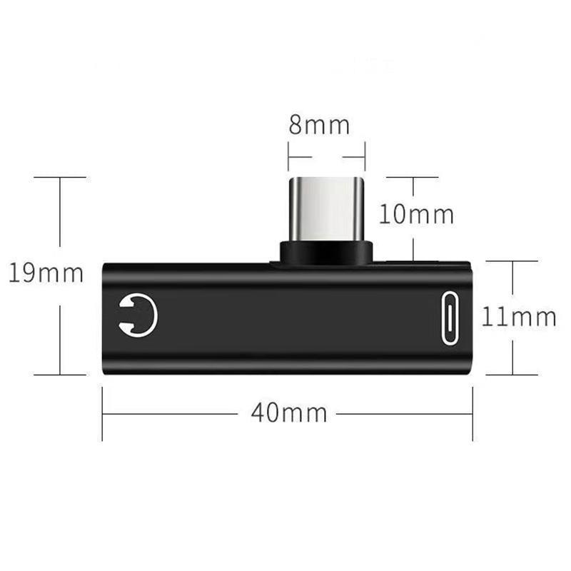 Up to 2 Type C to 3.5mm Audio Headphone Connector Earphone Adapter Aux Jack - Silver