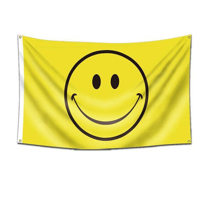 Large Yellow Smiley Face Flag Heavy Duty Outdoor Happy 90 X 150 CM - 3ft x 5ft