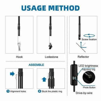 Waterproof Hd Endoscope Usb Type-C Borescope Inspection Snake Camera For Android - 2M