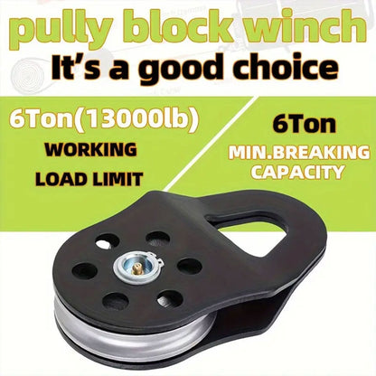 Off Road Recovery Winch Pulley Snatch Block Tackle Tow Hook Accessory Heavy Duty - Red