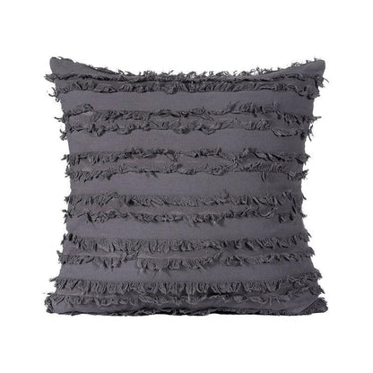 Boho Tassel Fringe Striped Cushion Cover Soft Home Decor Sofa Throw Pillow Case - Khaki
