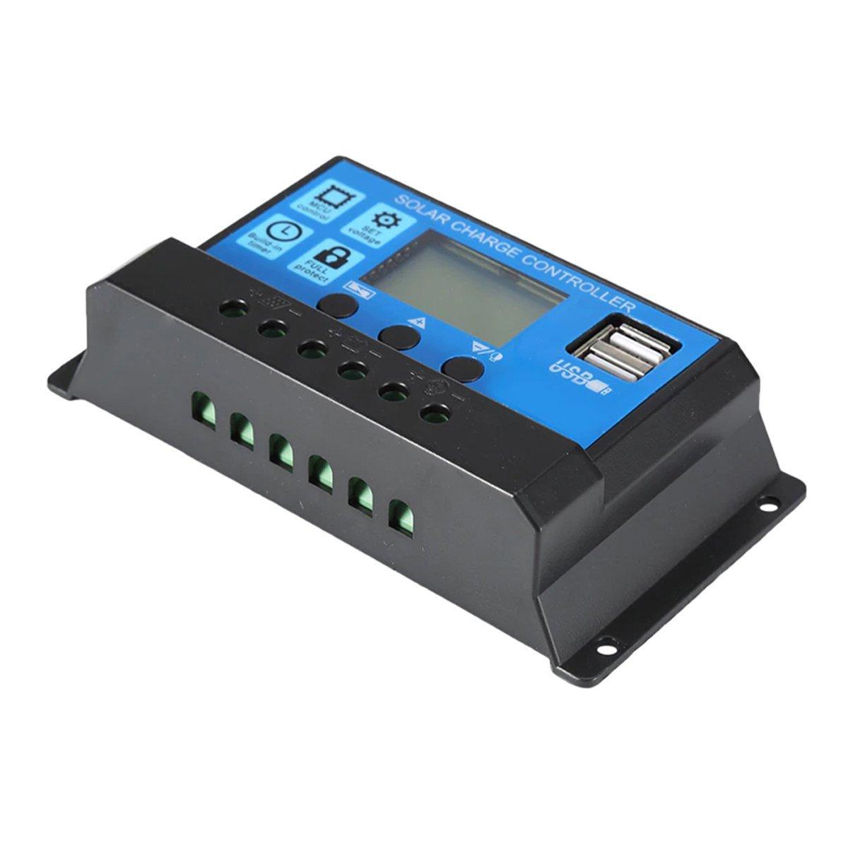 20A Solar Charge Controller 12V 24V LCD 2 USB Ports Lead-Acid Regulator