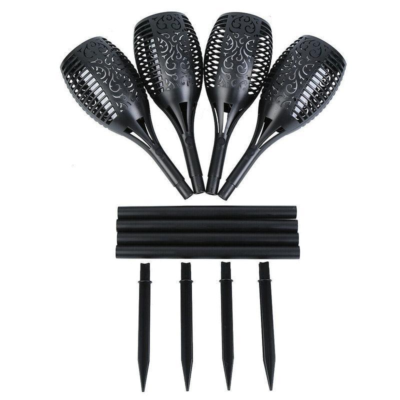 4pcs LED Solar Flickering Flame Torch Lights Outdoor Garden Path Landscape Lamps