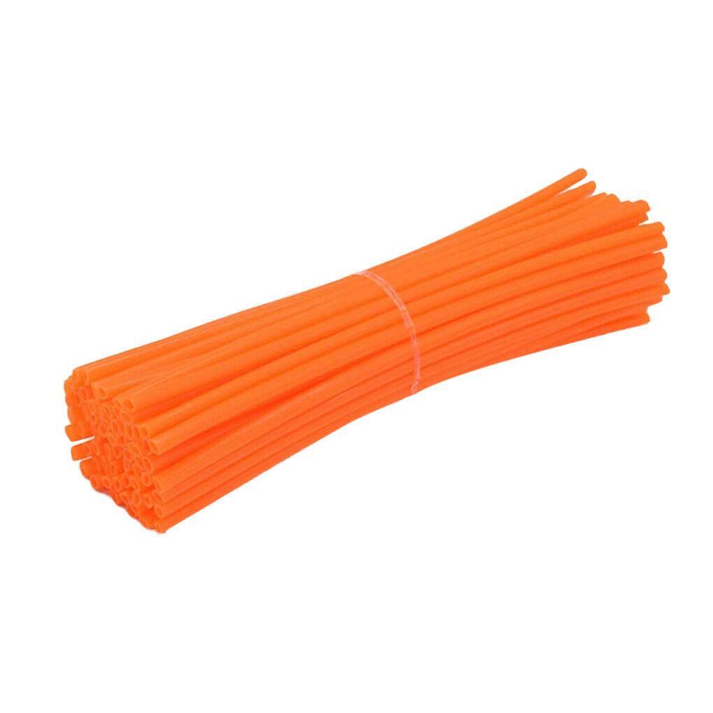 72PCS Wheel Spoke Wrap Sleeves Mountain Bike Bicycle Mtb Wraps Skins Covers - Orange