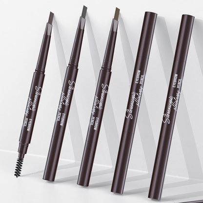 Eyebrow Pencil Dual-Ended Waterproof Retractable Slant Eye Makeup Cosmetic Tool - Black