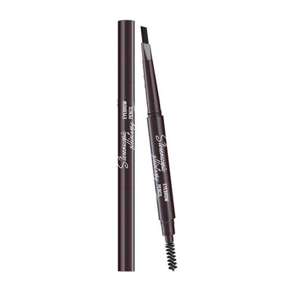 Eyebrow Pencil Dual-Ended Waterproof Retractable Slant Eye Makeup Cosmetic Tool - Brown