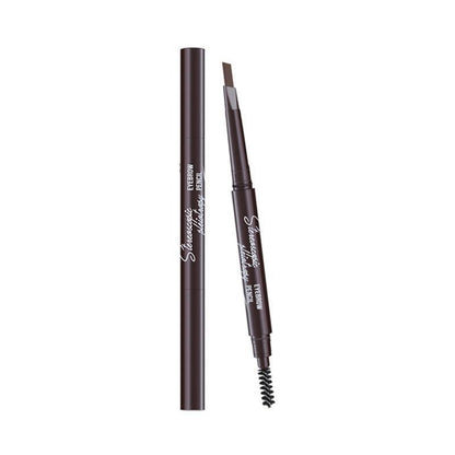 Eyebrow Pencil Dual-Ended Waterproof Retractable Slant Eye Makeup Cosmetic Tool - Brown