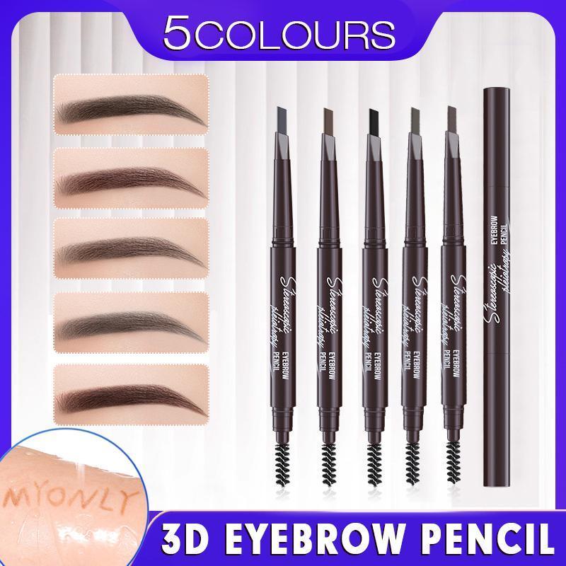 Eyebrow Pencil Dual-Ended Waterproof Retractable Slant Eye Makeup Cosmetic Tool - Light Brown