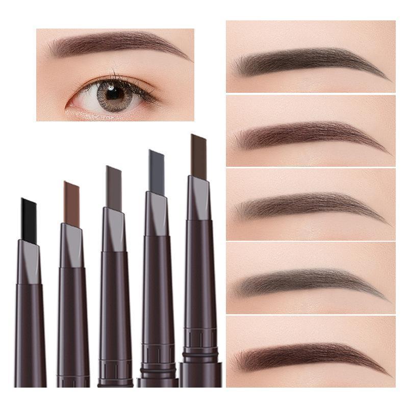 Eyebrow Pencil Dual-Ended Waterproof Retractable Slant Eye Makeup Cosmetic Tool - Light Brown
