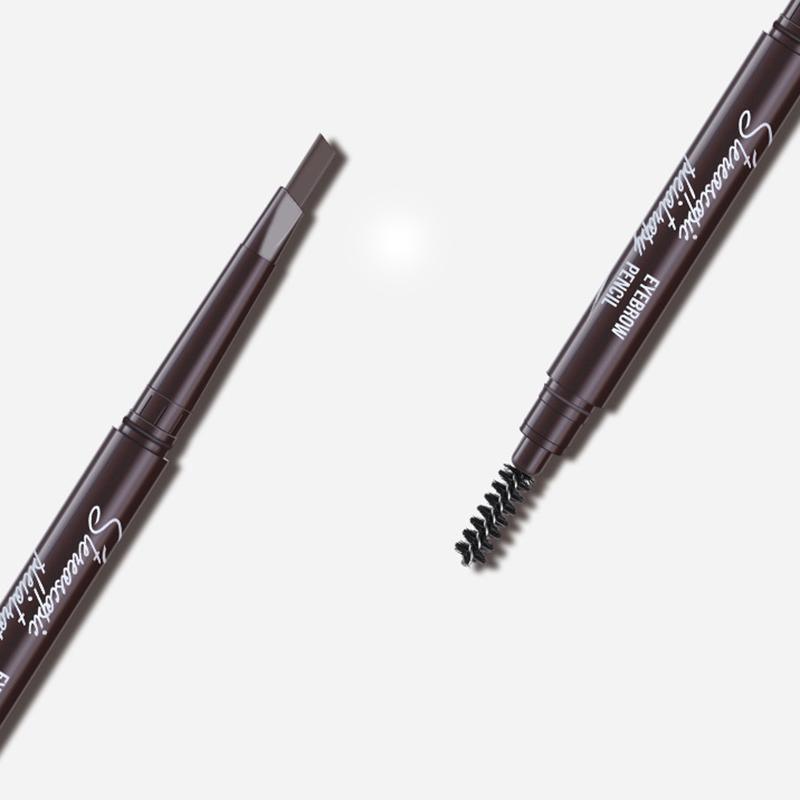 Eyebrow Pencil Dual-Ended Waterproof Retractable Slant Eye Makeup Cosmetic Tool - Light Brown