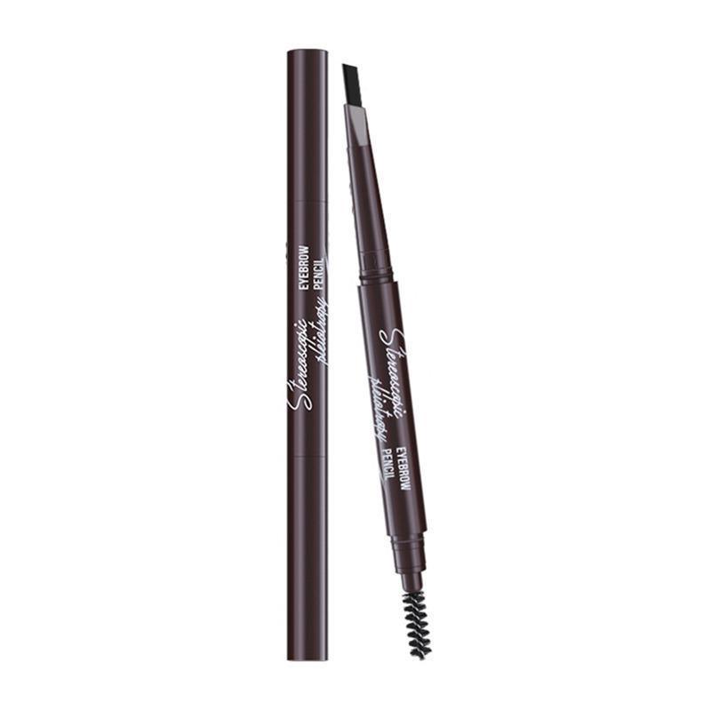 Eyebrow Pencil Dual-Ended Waterproof Retractable Slant Eye Makeup Cosmetic Tool - Light Brown